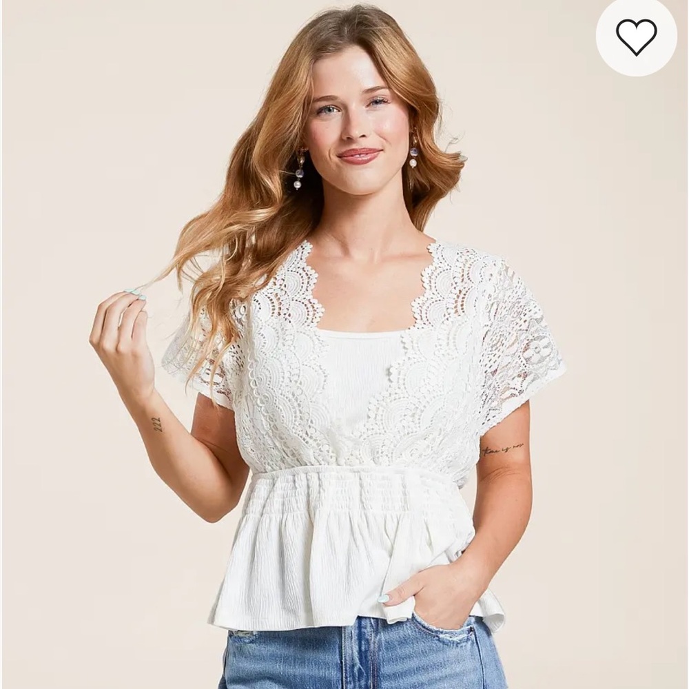 Daytrip White Lace Peplum Top